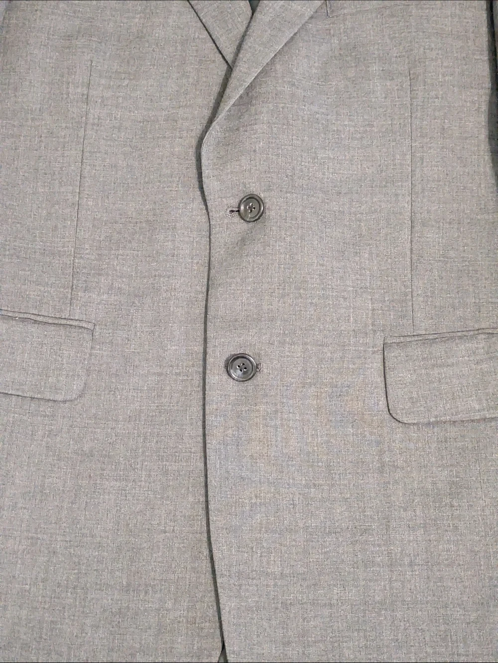 Jos A Bank Mens 2 Piece Suit 40R Gray 100% Wool 2 Button Blazer Pleated Pants 34
